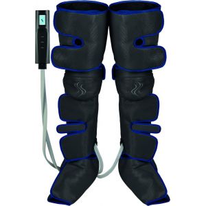 Массажер для ног BRADEX компрессионный лимфодренажный, прогрев коленей, длинные манжеты, черный